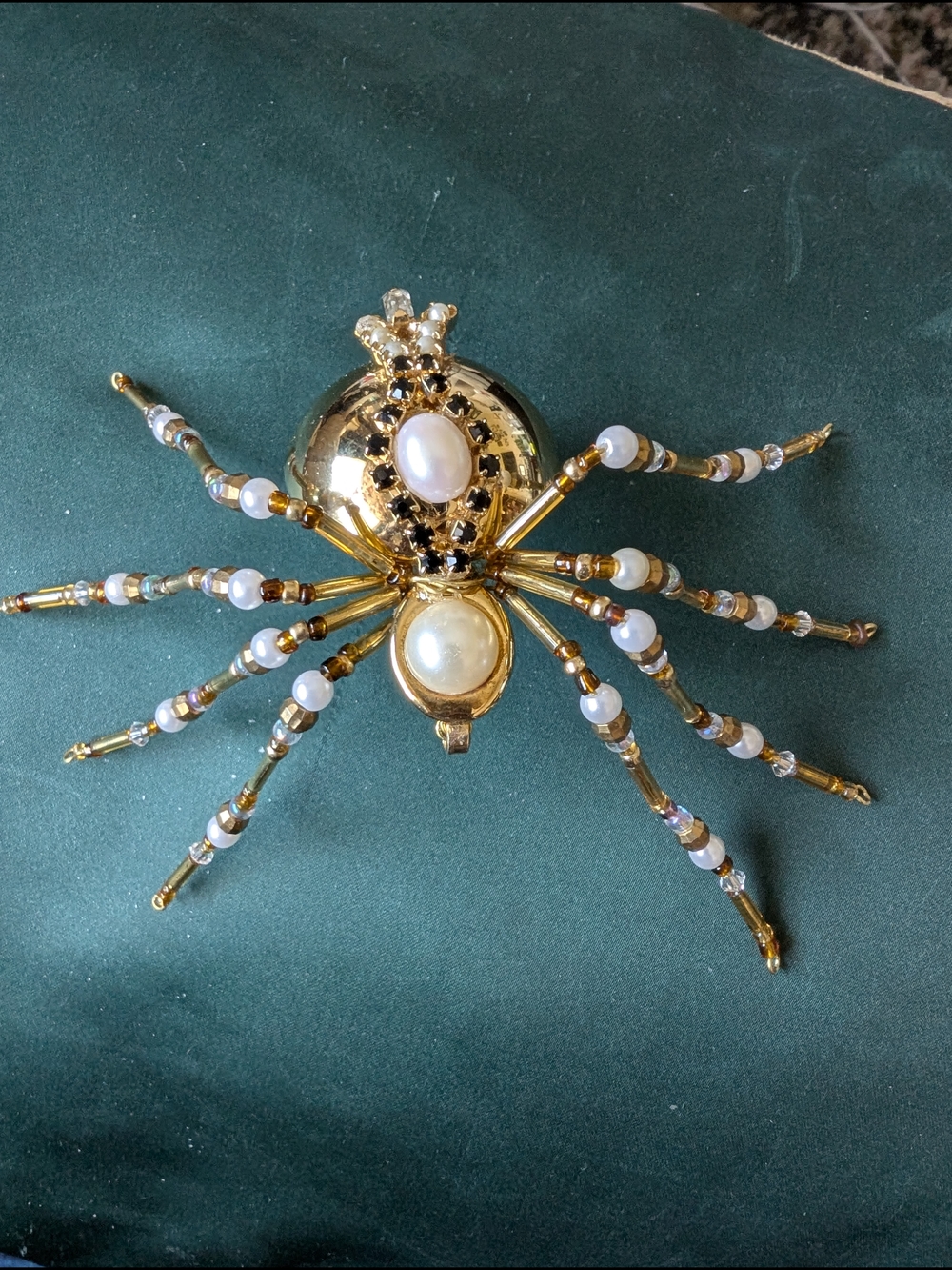 Gold Pearl Spider with Beaded Legs